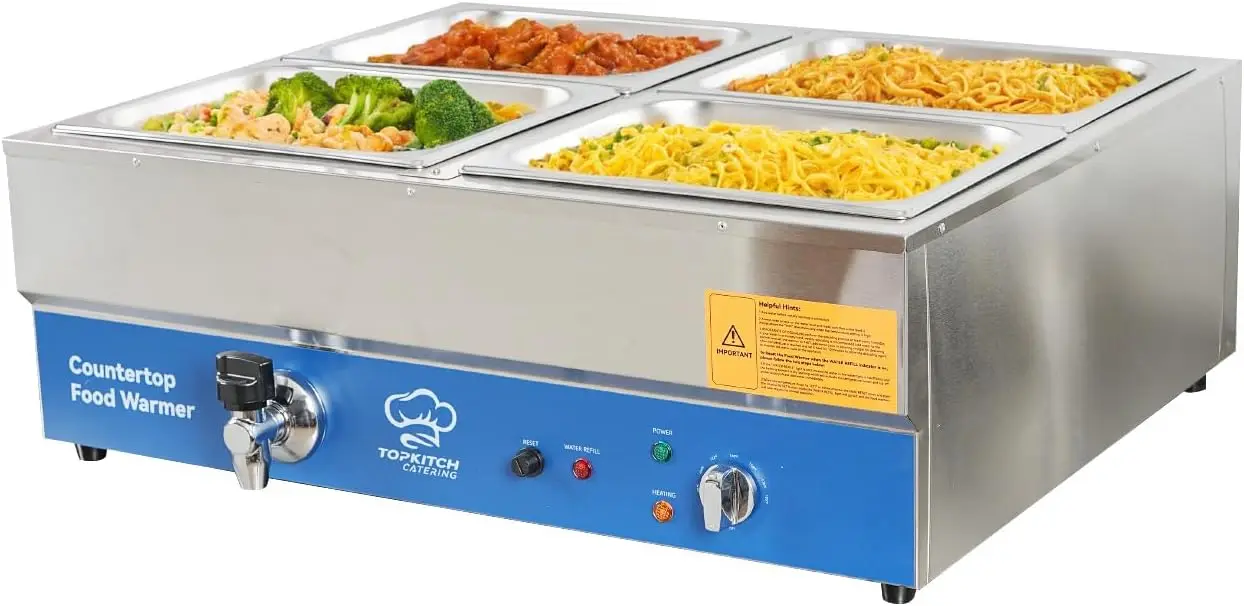 Bain Marie Food Warmer - Certyfikowany ETL 4-komorowy komercyjny podgrzewacz do