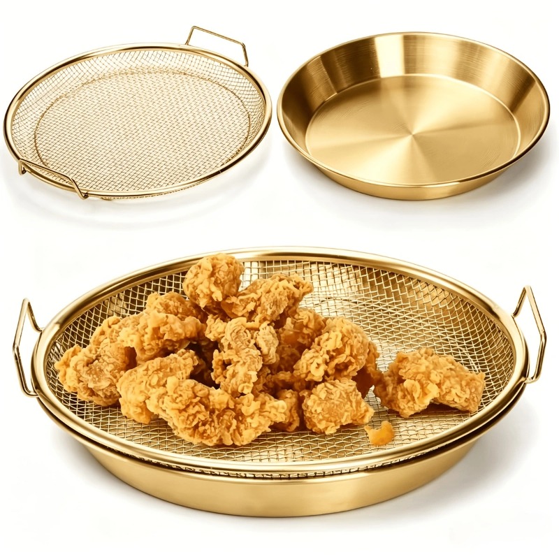Commercial Kitchen Oil Filter - Złoty wytrzymały stojak do frytkownicy, siatkowy