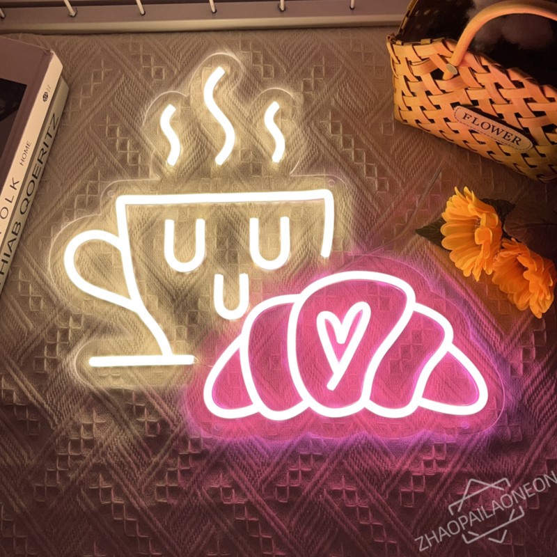 Commercial Kitchen Light - Kawa Chleb Neon Croissant Neon Light