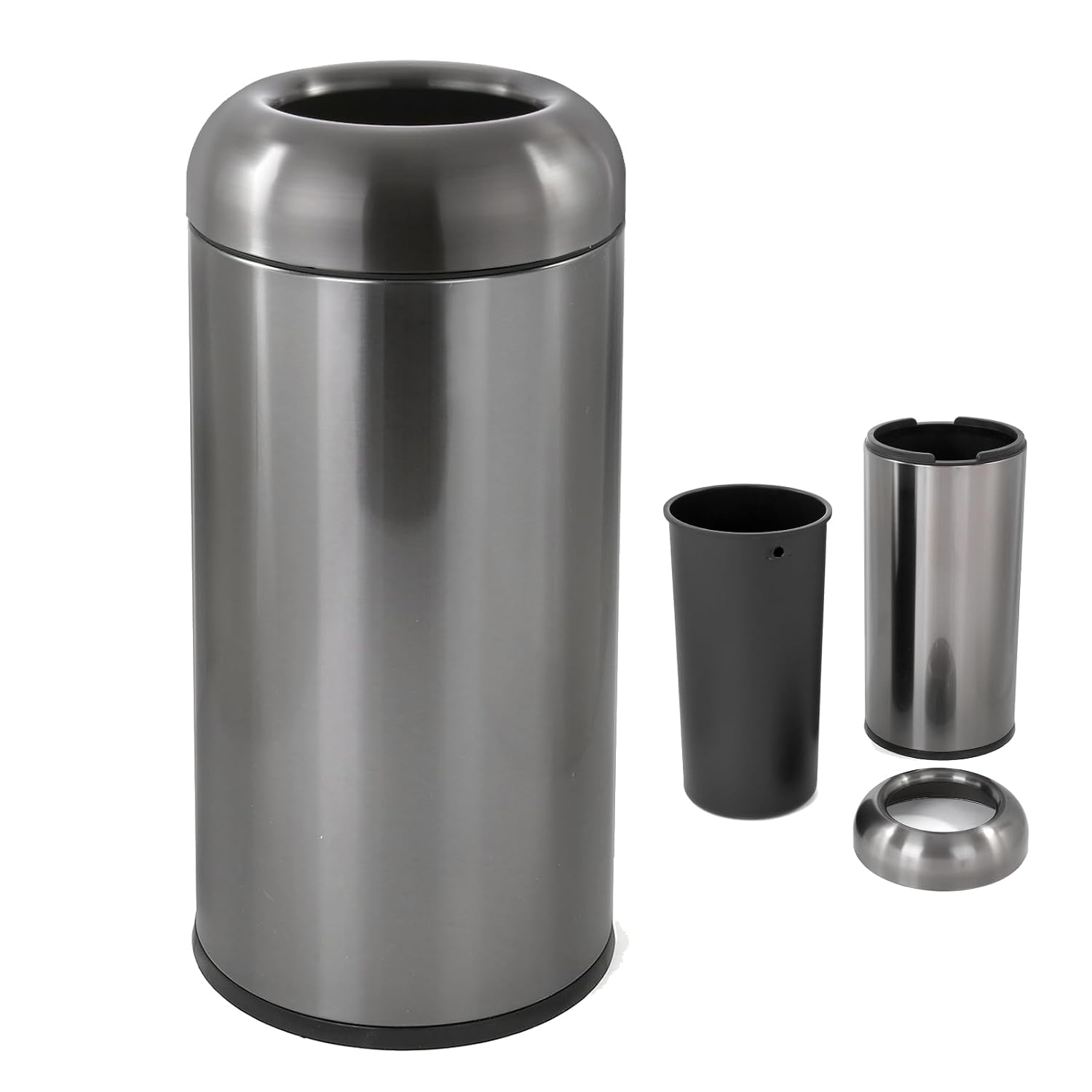 Commercial Kitchen Trash Can - Ciemnosrebrny, 16-galonowy, duży komercyjny kosz na