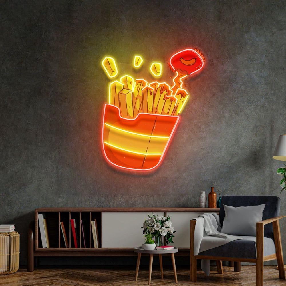 Commercial Kitchen Light - Niestandardowy neon z frytkami do dekoracji