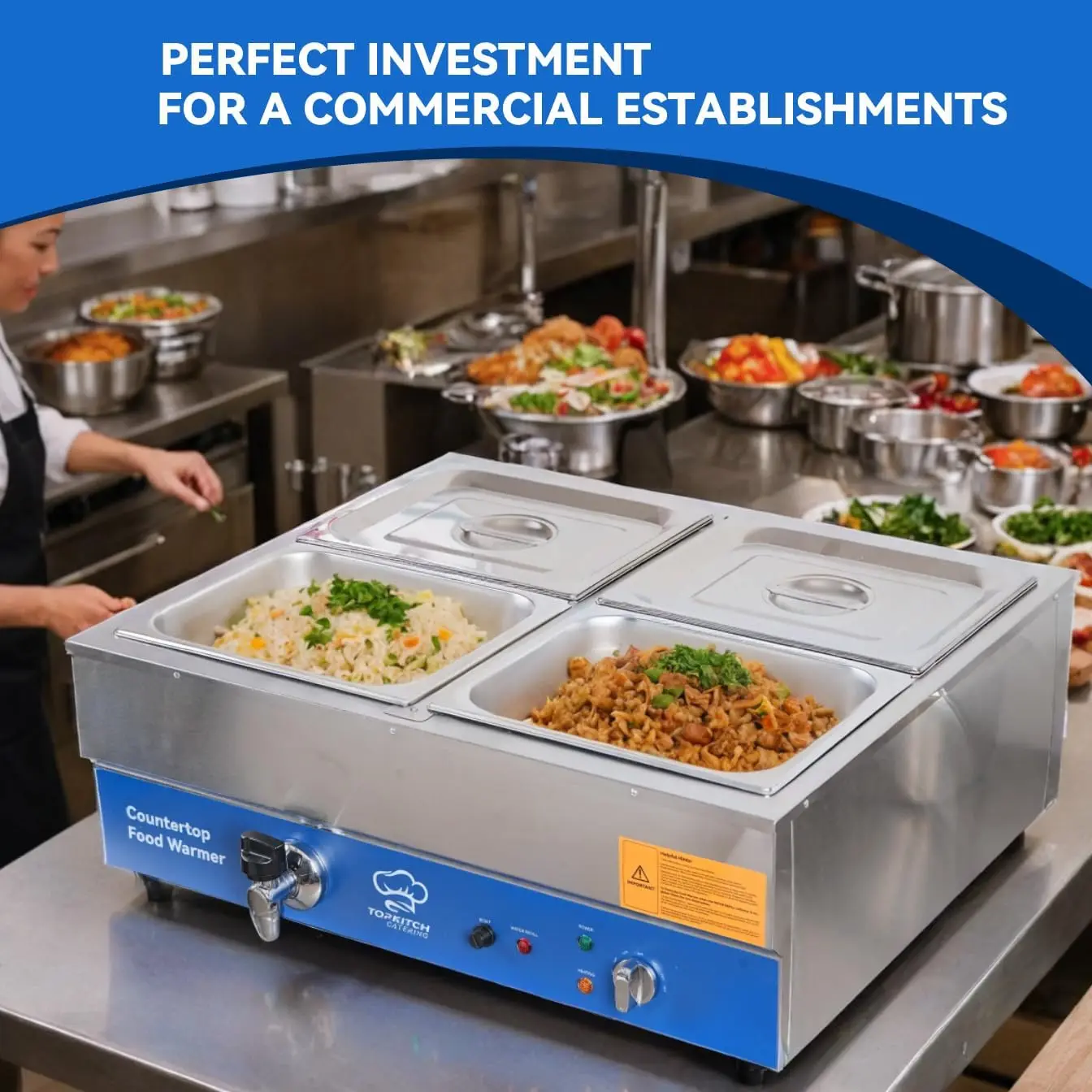 Certyfikowany ETL 4-komorowy k – Bain Marie Food Warmer recenzja i cena