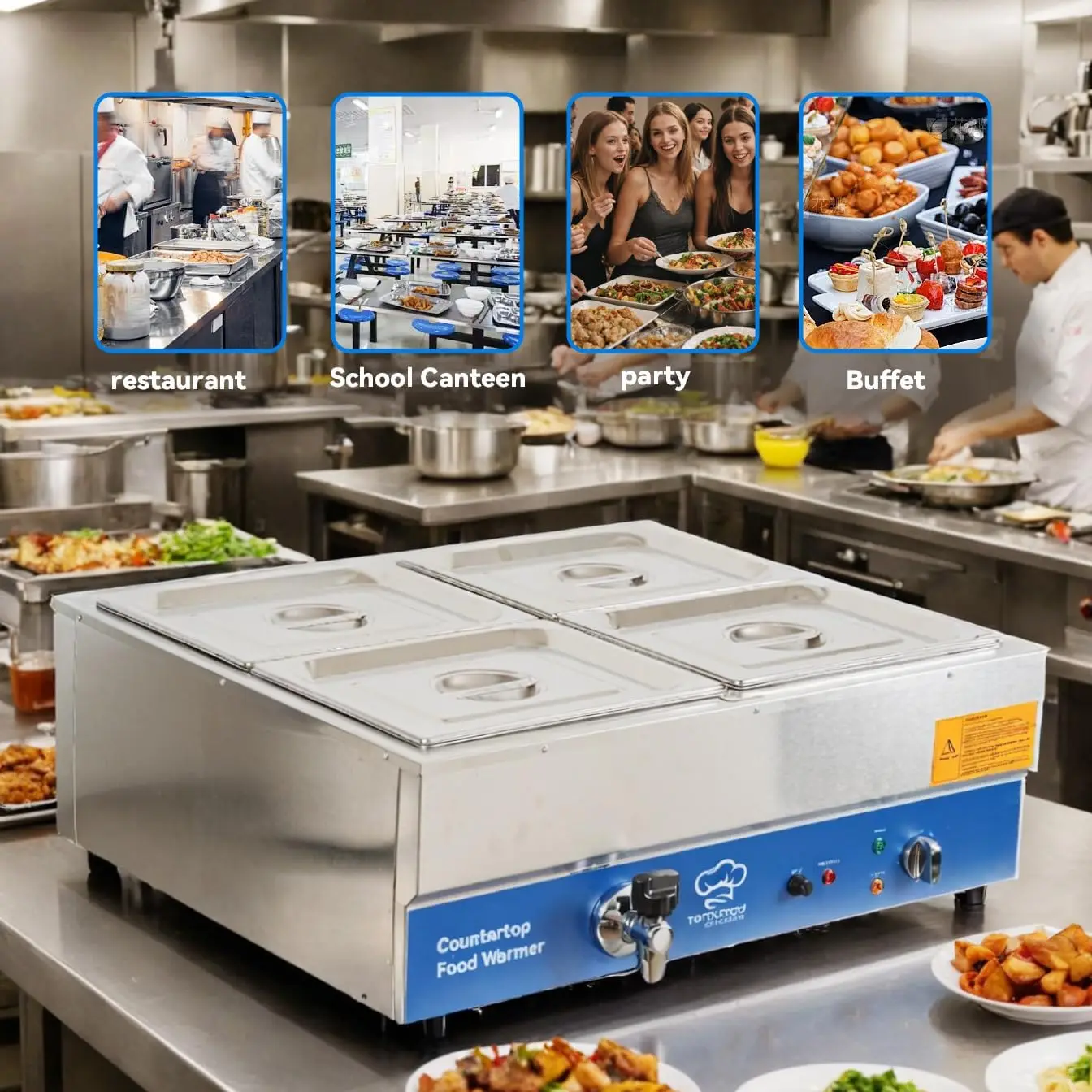 Certyfikowany ETL 4-komorowy k – Bain Marie Food Warmer recenzja i cena