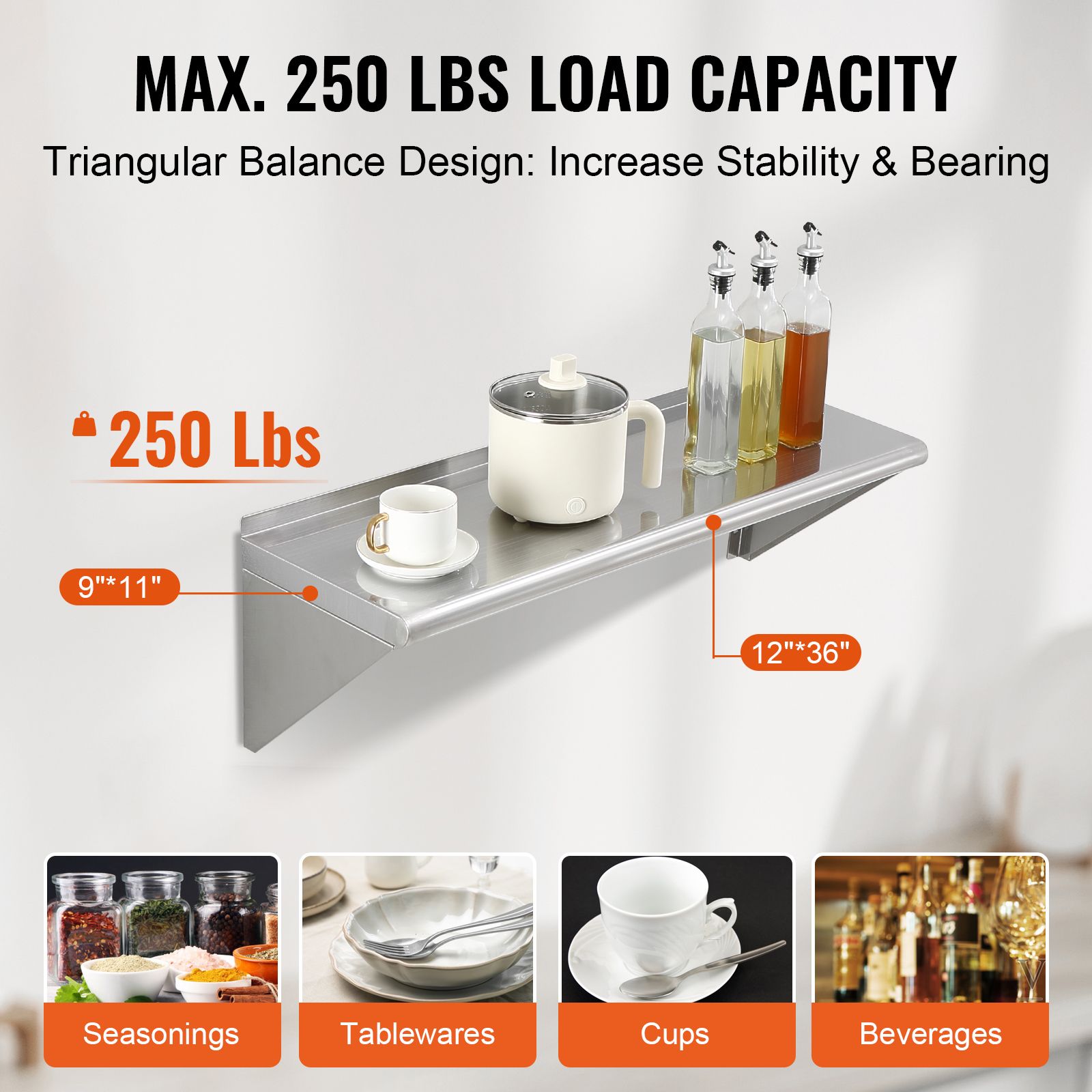 Półka ze stali nierdzewnej 30  – Commercial Kitchen Wall Shelves recenzja i cena