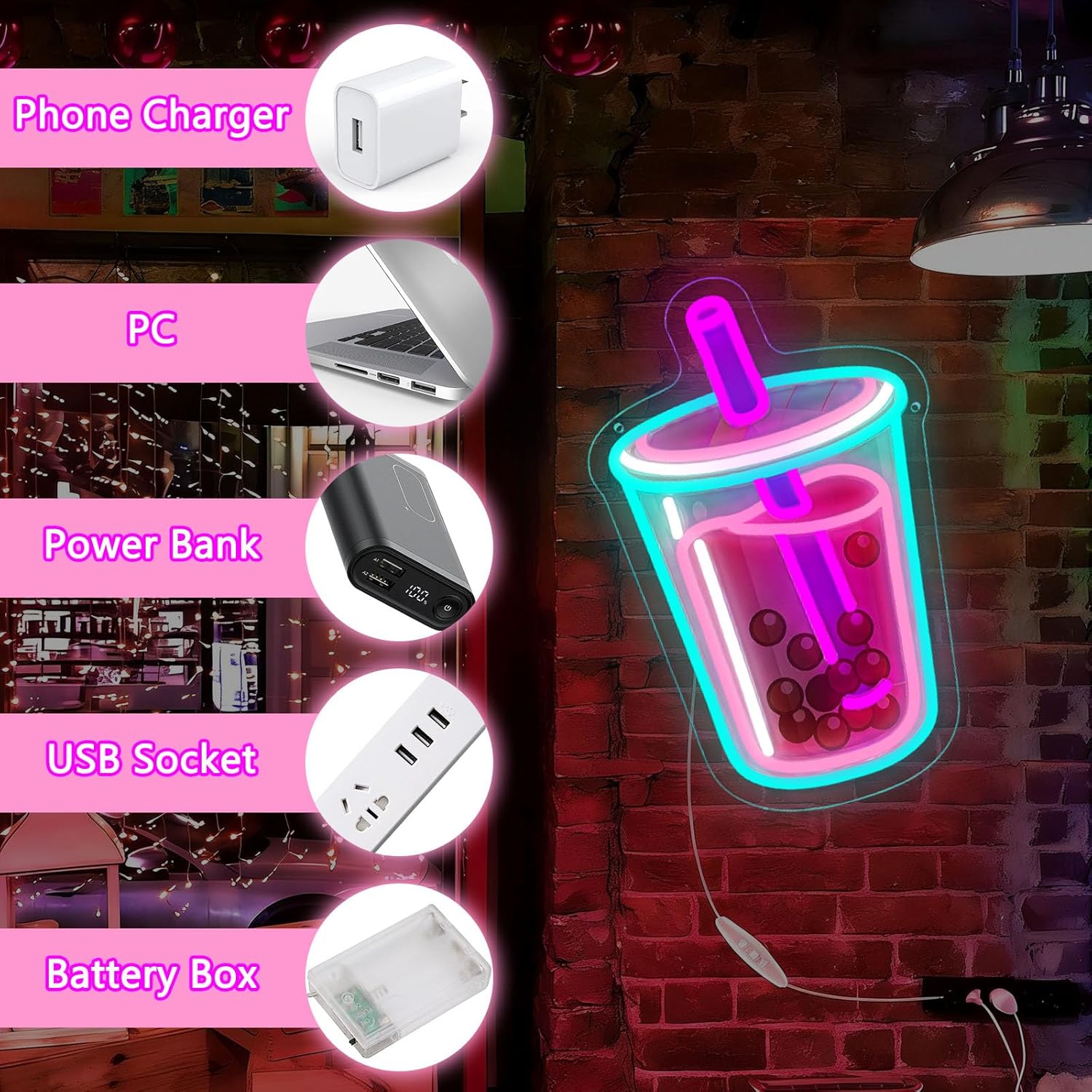 Neonowy znak LED Bubble Tea, z – Commercial Kitchen Light recenzja i cena
